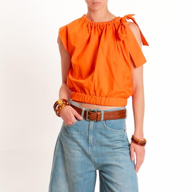 Vicolo-Top popeline con fiocco - arancio