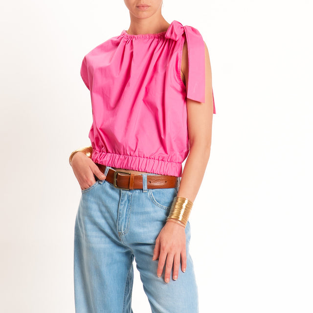 Vicolo-Top popeline con fiocco - fucsia