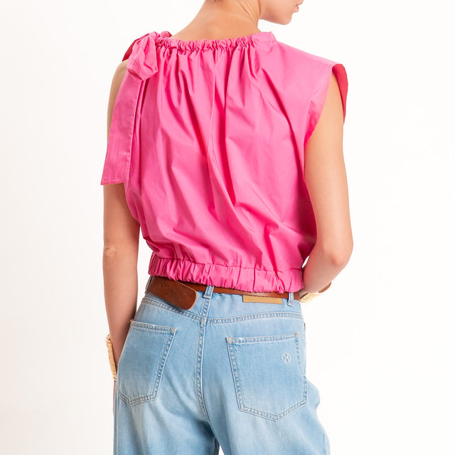 Vicolo-Top popeline con fiocco - fucsia