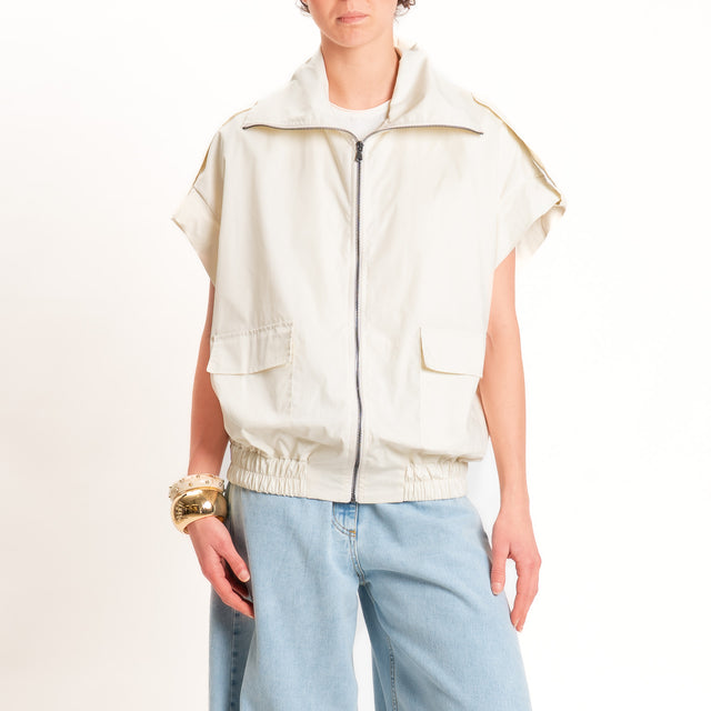 Vicolo-Bomber smanicato in cotone - burro