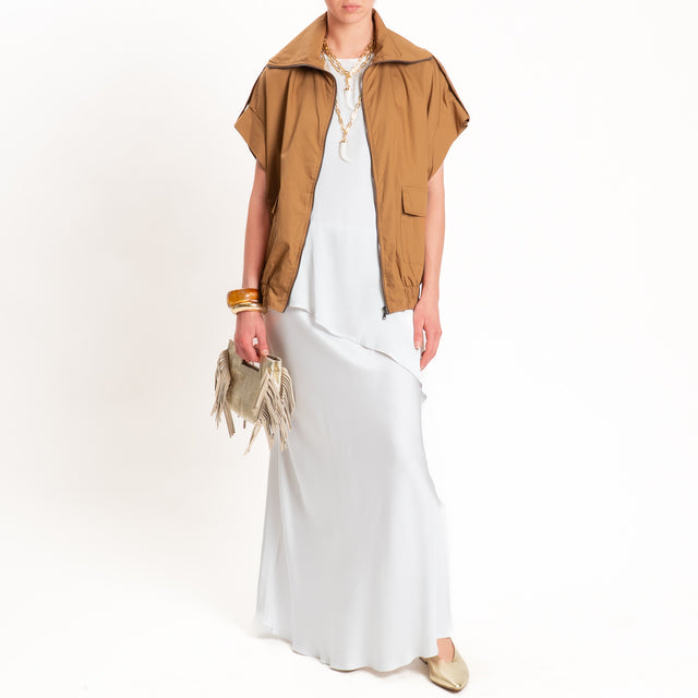 Vicolo-Bomber smanicato in cotone - tabacco