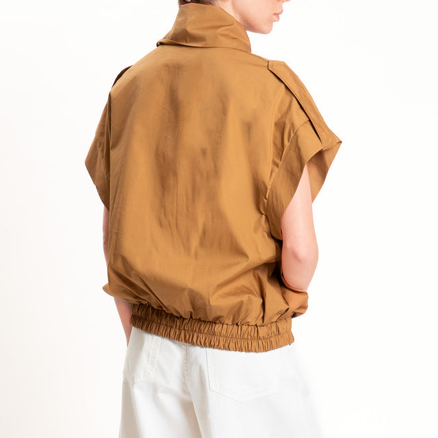 Vicolo-Bomber smanicato in cotone - tabacco