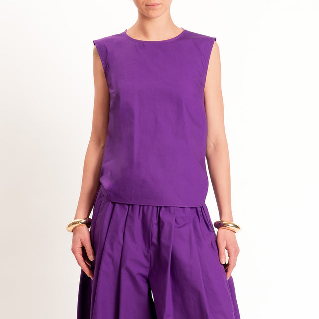 Vicolo-Top popeline con maxi fiocco - viola