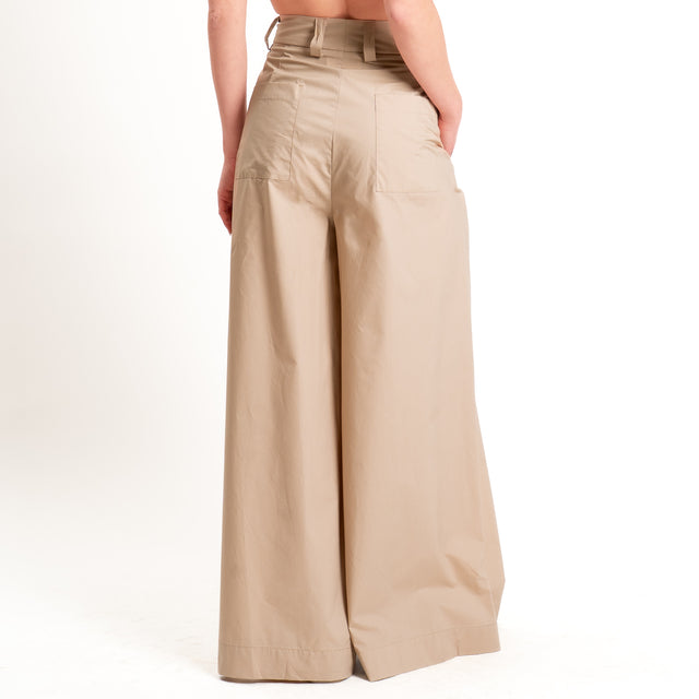 Vicolo-Pantalone popeline con pinces - desert