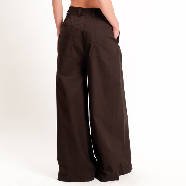 Vicolo-Pantalone popeline con pinces - cioccolato