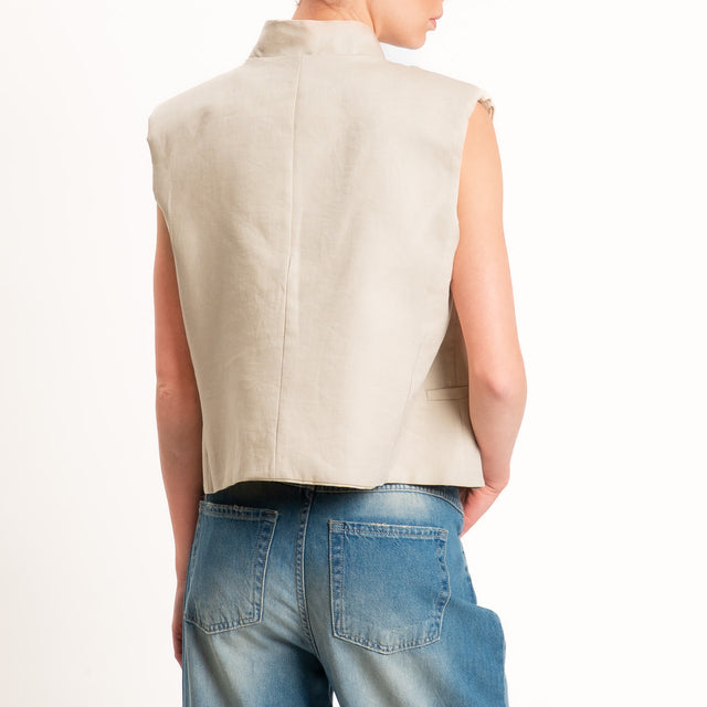 Vicolo-Gilet 100% lino chiusura asimmetrica - sand