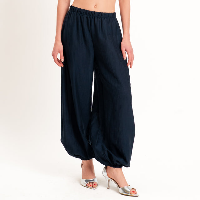 Vicolo-Completo goffrato lyocell top + pantalone - Blu