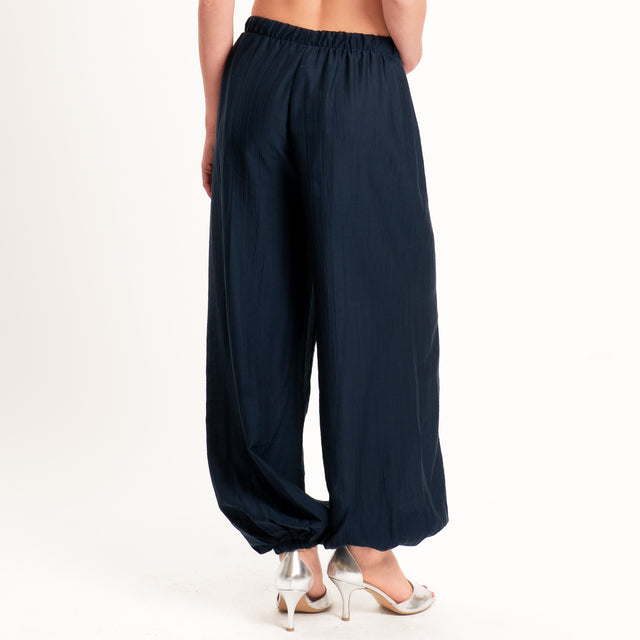 Vicolo-Completo goffrato lyocell top + pantalone - Blu