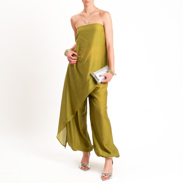 Vicolo-Completo goffrato lyocell top + pantalone - olio
