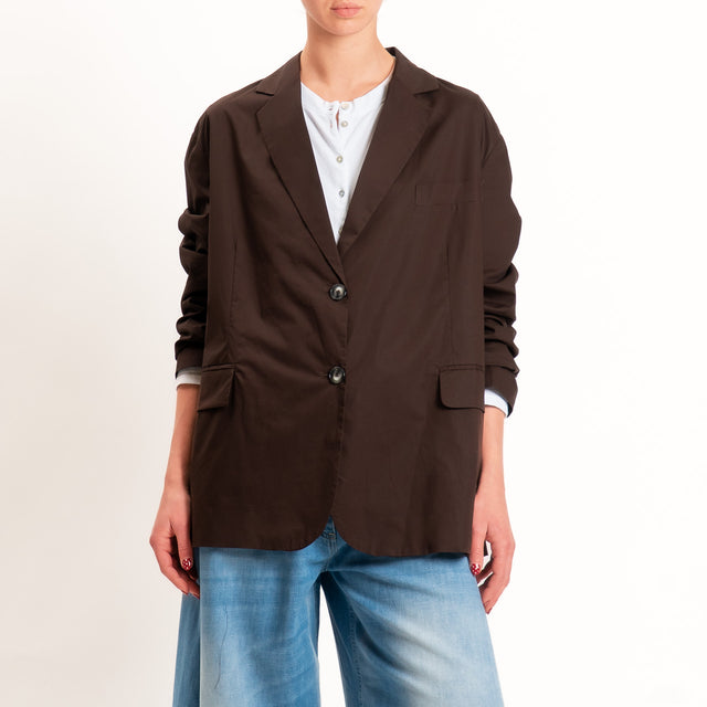 Vicolo-Giacca oversize popeline spacchi dietro - choco
