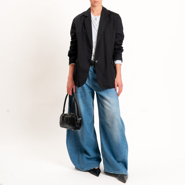 Vicolo-Giacca oversize popeline spacchi dietro - nero