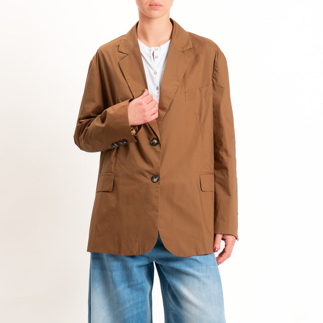 Vicolo-Giacca oversize popeline spacchi dietro - nocciola