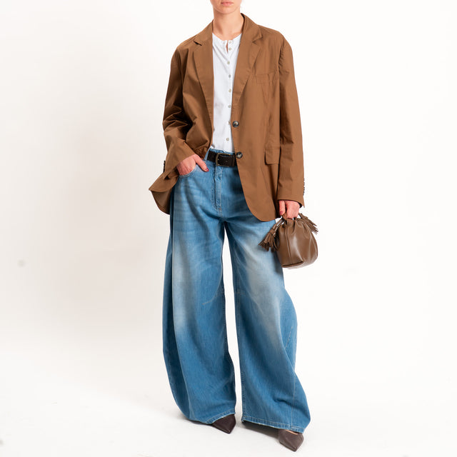 Vicolo-Giacca oversize popeline spacchi dietro - nocciola