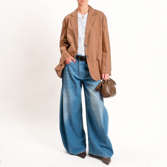 Vicolo-Giacca oversize popeline spacchi dietro - nocciola
