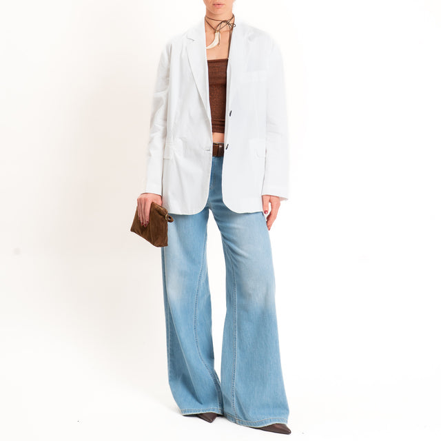 Vicolo-Giacca oversize popeline spacchi dietro - bianco