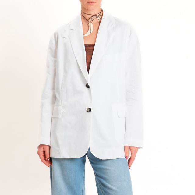 Vicolo-Giacca oversize popeline spacchi dietro - bianco