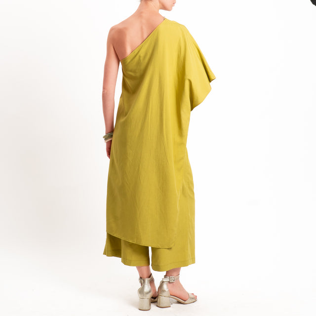 Vicolo-Completo top + pantalone misto lino - pistacchio