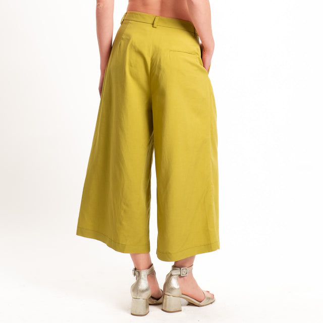 Vicolo-Completo top + pantalone misto lino - pistacchio