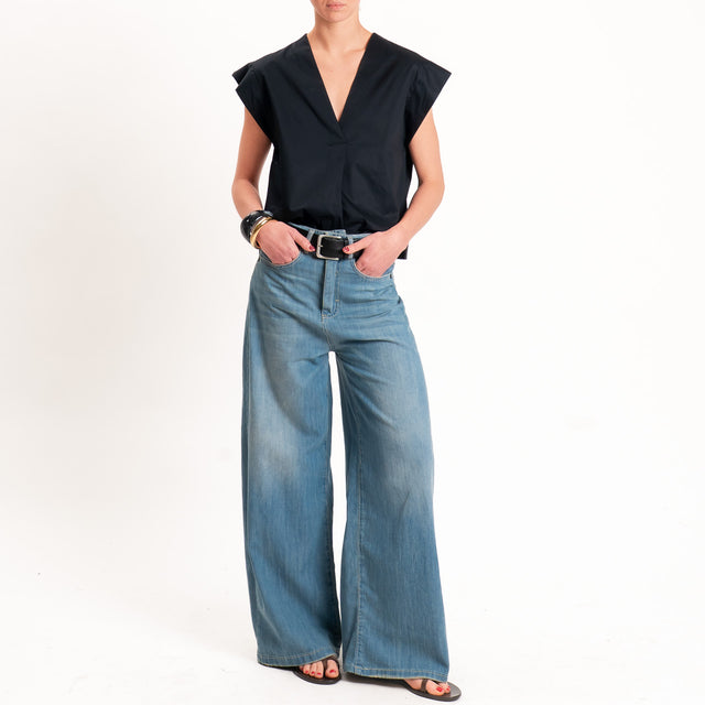 Vicolo-Blusa parachute scollo v - nero