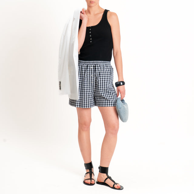 Vicolo-Shorts vichy elastico in vita - bianco/nero