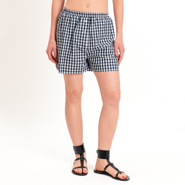 Vicolo-Shorts vichy elastico in vita - bianco/nero