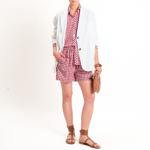 Vicolo-Shorts vichy elastico in vita - bianco/rosso