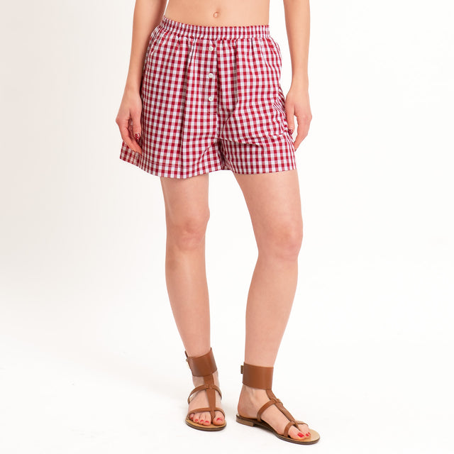 Vicolo-Shorts vichy elastico in vita - bianco/rosso