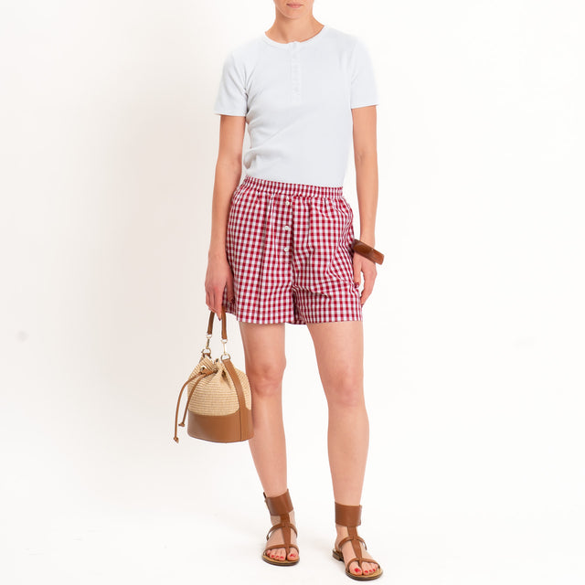 Vicolo-Shorts vichy elastico in vita - bianco/rosso