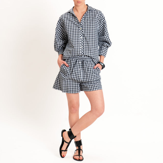 Vicolo-Camicia vichy manica ampia - bianco/nero