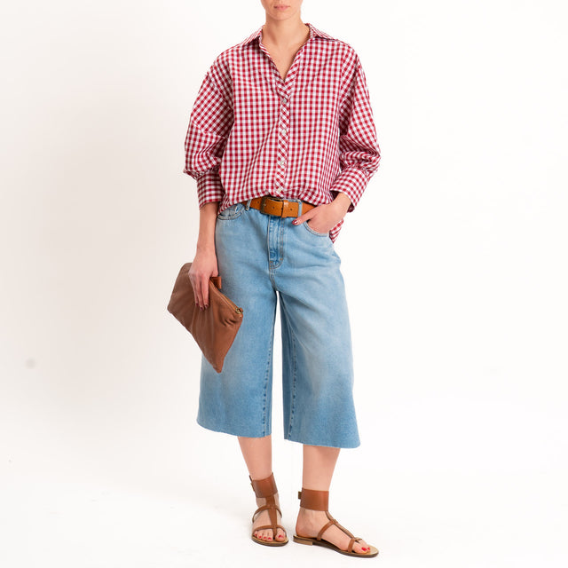 Vicolo-Camicia vichy manica ampia - bianco/rosso