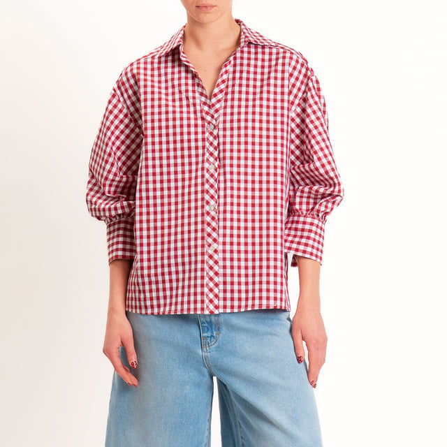 Vicolo-Camicia vichy manica ampia - bianco/rosso
