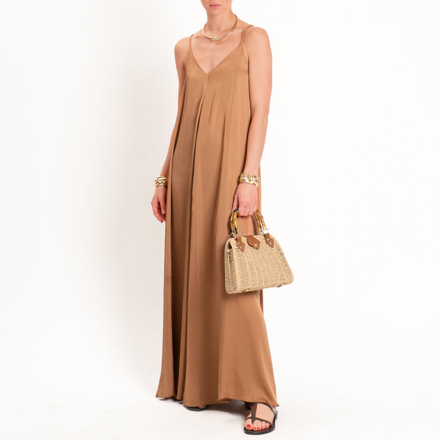 Vicolo-Abito svasato in satin - bronzo