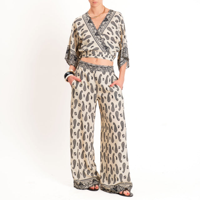 Vicolo-Blusa fantasia bandana - panna/nero