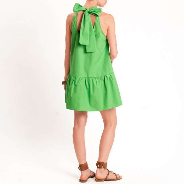 Vicolo-Abito popeline con balza - verde mela