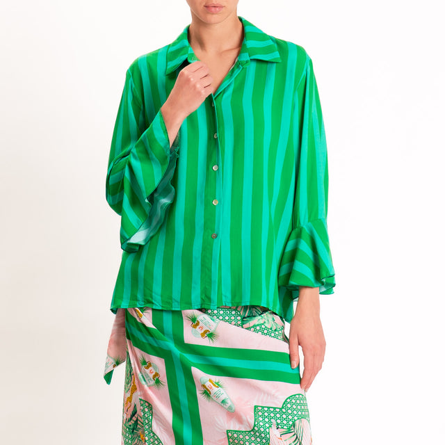 Vicolo-Completo camicia+gonna pareo fantasia - verde/rosa