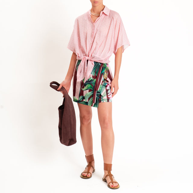 Vicolo-Completo camicia + minigonna fantasia - rosa/bordeaux