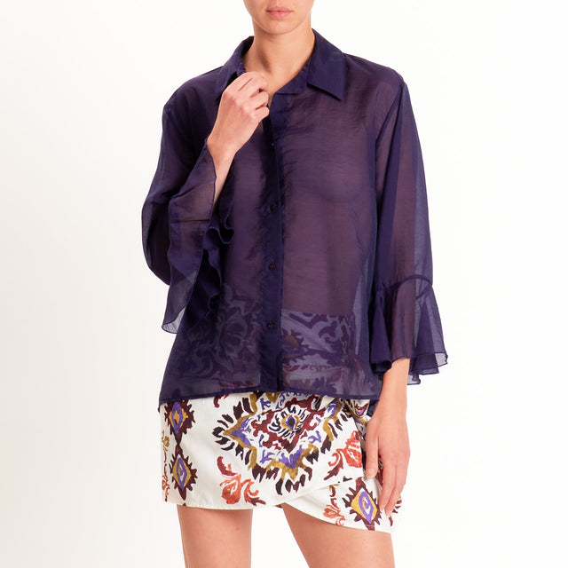 Vicolo-Completo camicia +gonna corta pareo - viola/burro/bordeaux