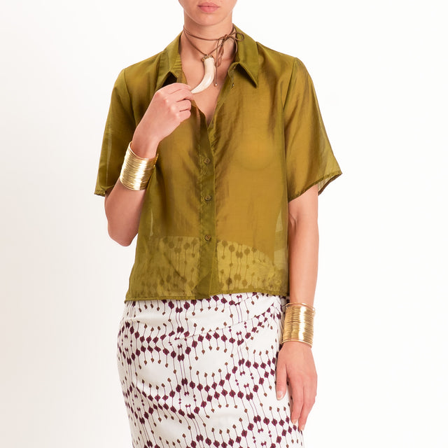 Vicolo-Completo fantasia camicia+gonna pareo - olive/burro/bordeaux