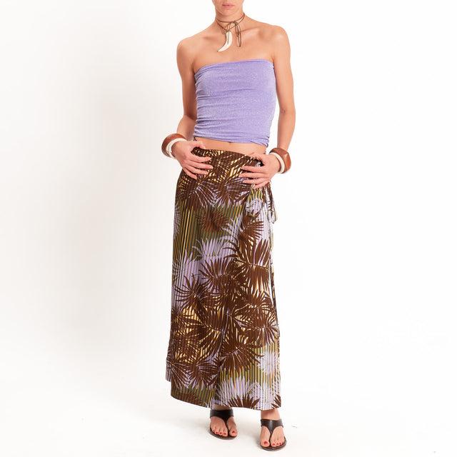 Vicolo-Gonna pareo fantasia palme - moro/militare/glicine
