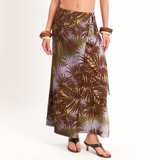 Vicolo-Gonna pareo fantasia palme - moro/militare/glicine