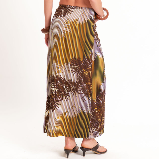 Vicolo-Gonna pareo fantasia palme - moro/militare/glicine