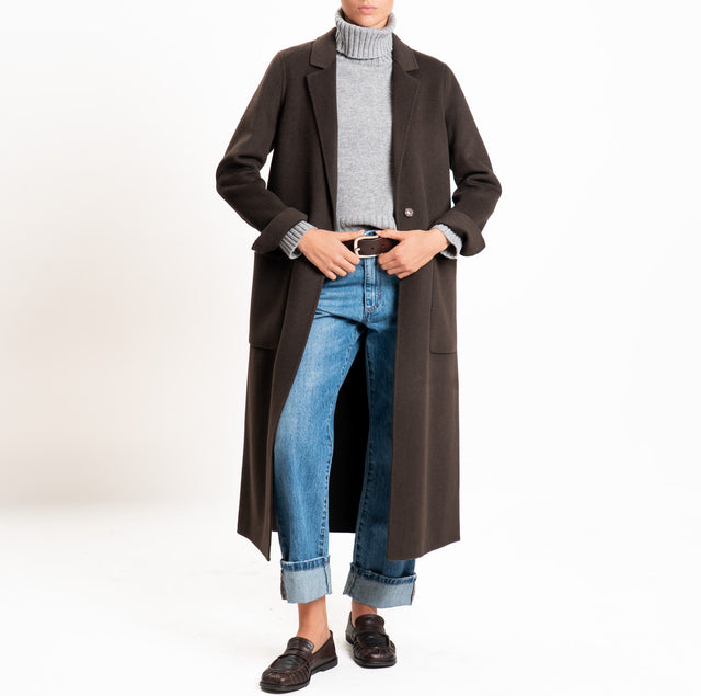 Vicolo-Cappotto HAND MADE MISTO LANA spacco dietro - moro