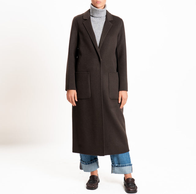 Vicolo-Cappotto HAND MADE MISTO LANA spacco dietro - moro