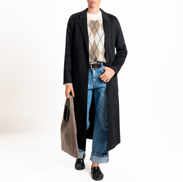 Vicolo-Cappotto HAND MADE MISTO LANA spacco dietro - Nero
