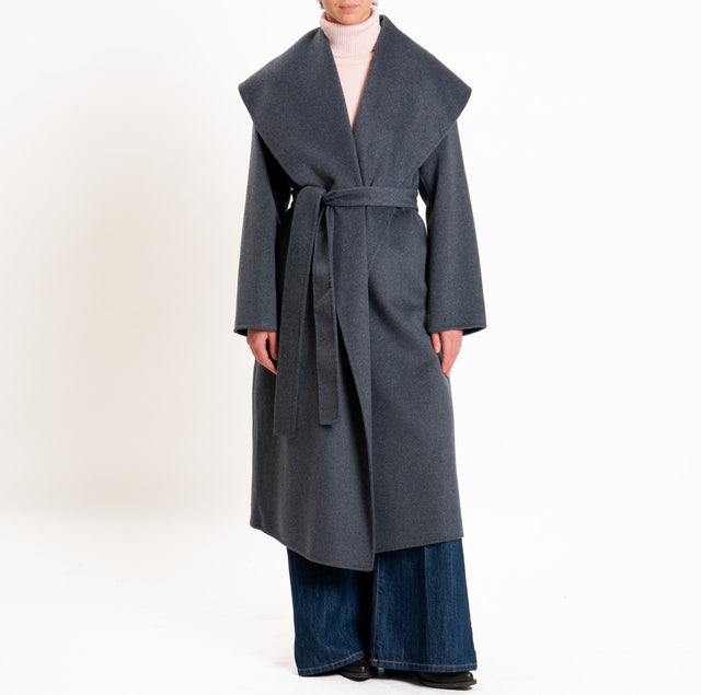 Vicolo-Cappotto HAND MADE MISTO LANA con cintura - antracite