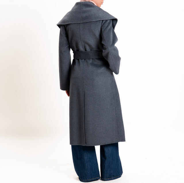 Vicolo-Cappotto HAND MADE MISTO LANA con cintura - antracite