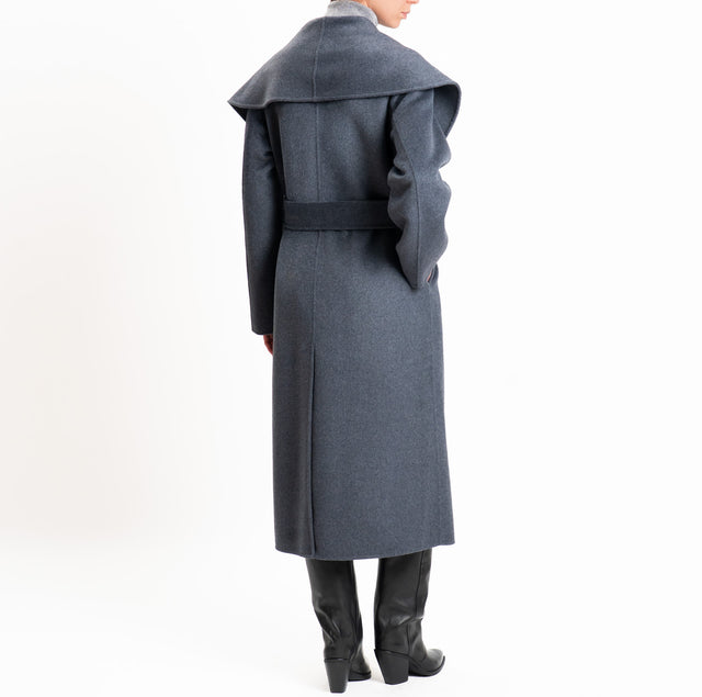 Vicolo-Cappotto HAND MADE MISTO LANA con cintura - antracite
