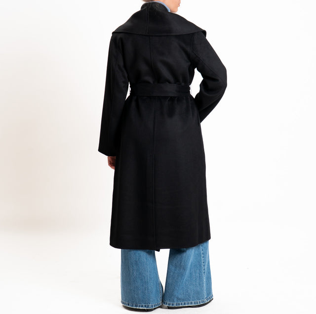 Vicolo-Cappotto HAND MADE MISTO LANA con cintura - Nero