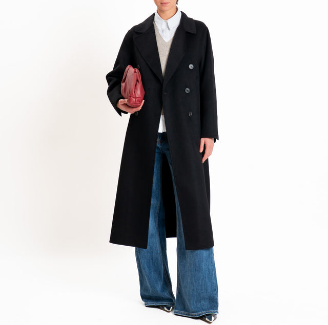 Vicolo-Cappotto HAND MADE MISTO LANA doppiopetto - Nero