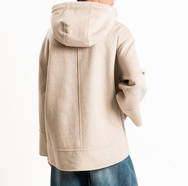 Vicolo-Cappotto HAND MADE misto lana con cappuccio - tortora